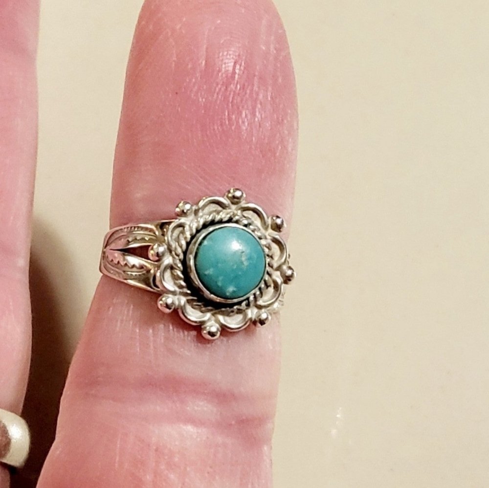 Solid Sterling Silver Bell Trading Post Turquoise… - image 1